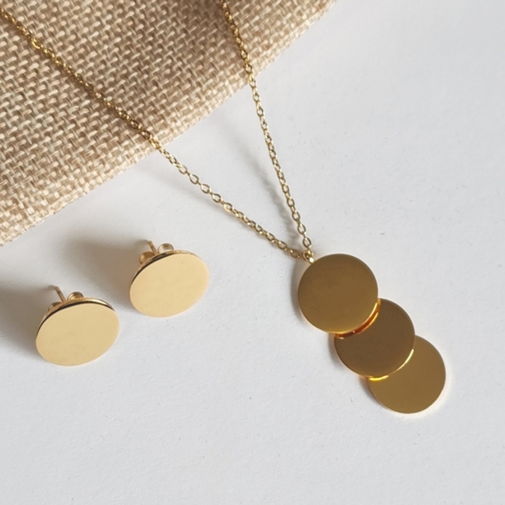 18K Gold Plated Earrings Necklace Set